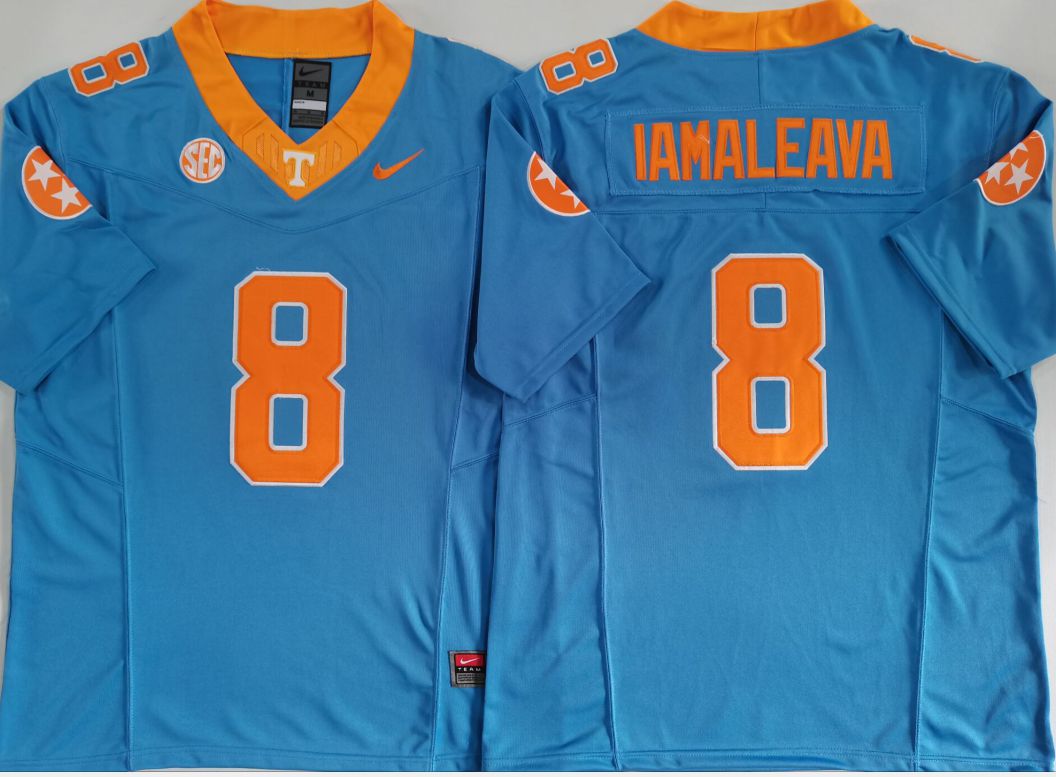 Men Tennessee Volunteers #8 Iamaleava Light Blue Nike 2025 NCAA Jersey